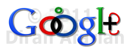 Made up Google Plus logo with circles instead of the 'o' and the plus embedded in the 'e'. copyright 2011 Diran Afarian